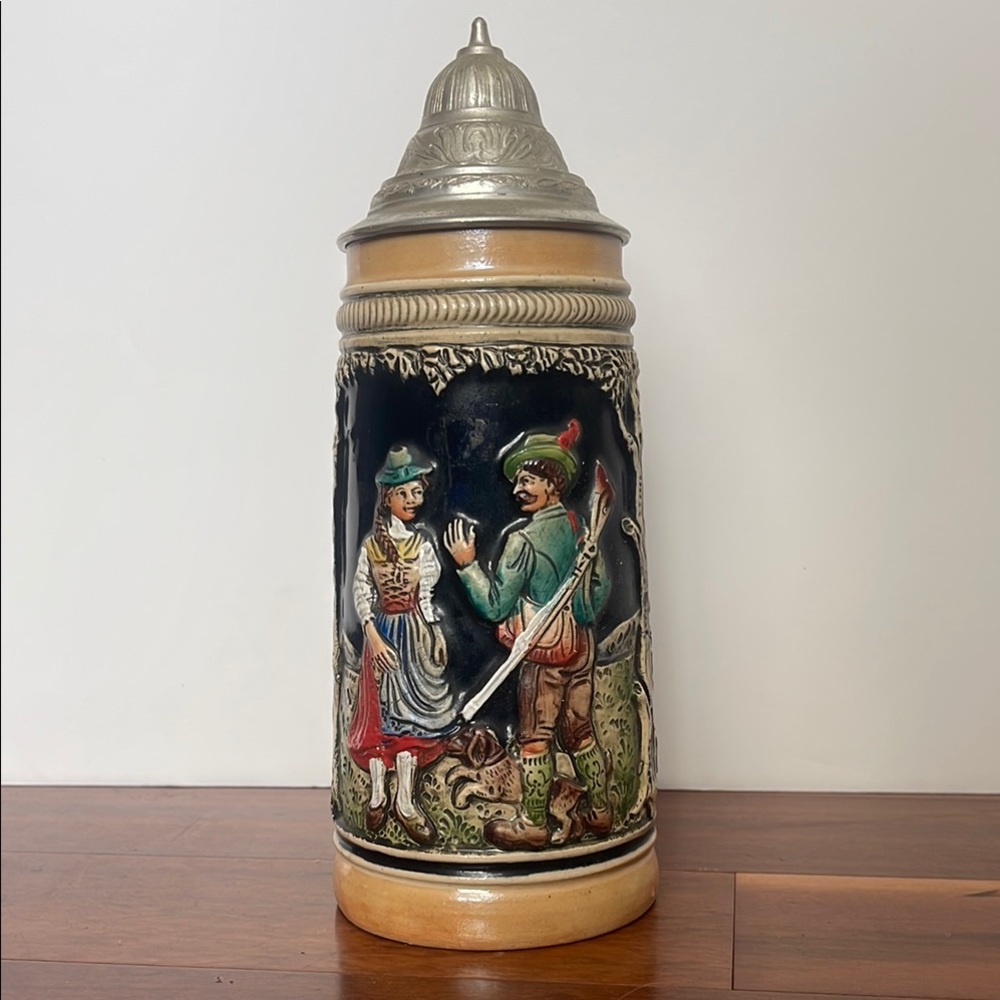 Vintage Ceramic Beer Stein with Lid